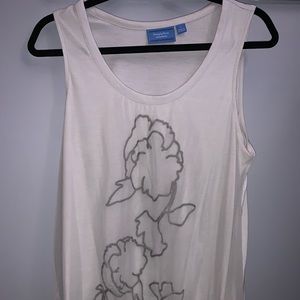Sheer tank with cotton flower detail